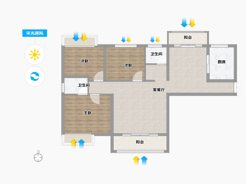 河南省-南阳市-田源新城-102.00-户型库-采光通风