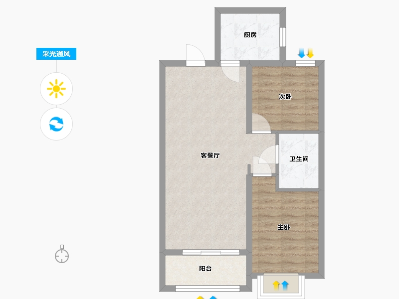 黑龙江省-哈尔滨市-南益松江春晓-67.00-户型库-采光通风