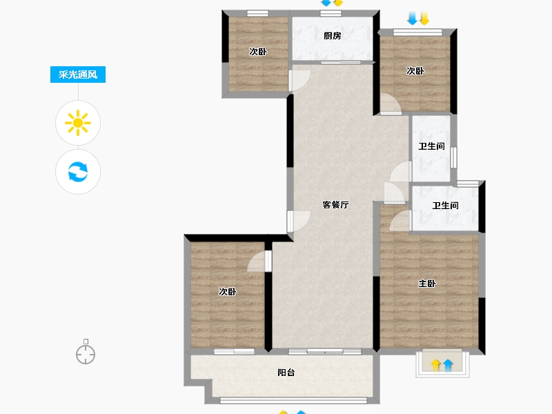 江苏省-南通市-中骏世界城(如意紫都店)-109.42-户型库-采光通风