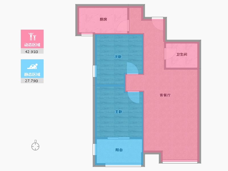 陕西省-西安市-荣德棕榈阳光小区-63.89-户型库-动静分区