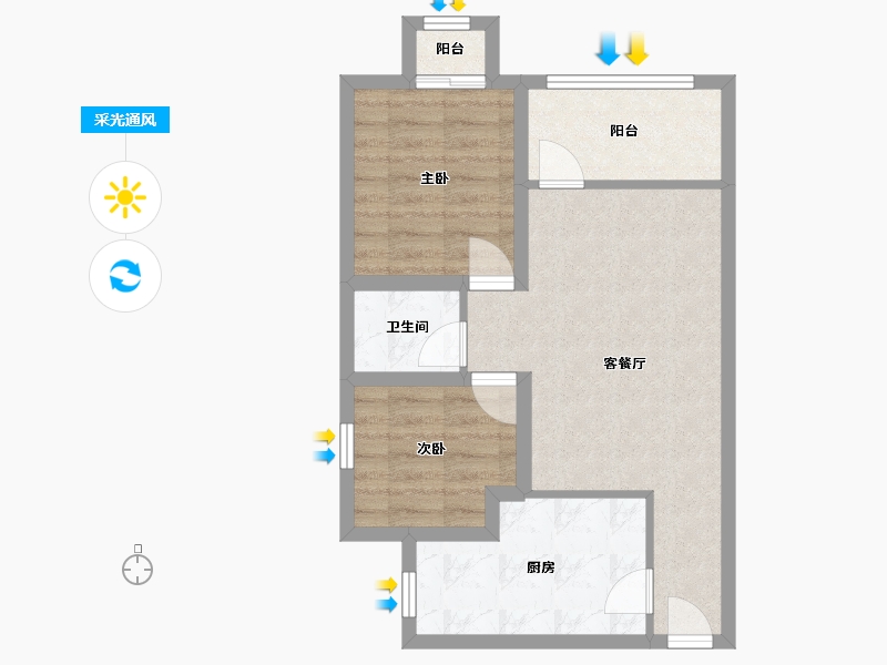 广东省-深圳市-荔枝花园-57.53-户型库-采光通风