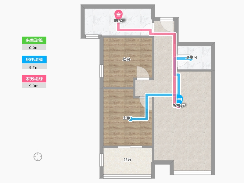 陕西省-西安市-荣德棕榈阳光小区-61.30-户型库-动静线