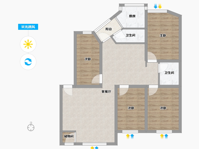 广东省-深圳市-罗湖区翠华花园-85.74-户型库-采光通风