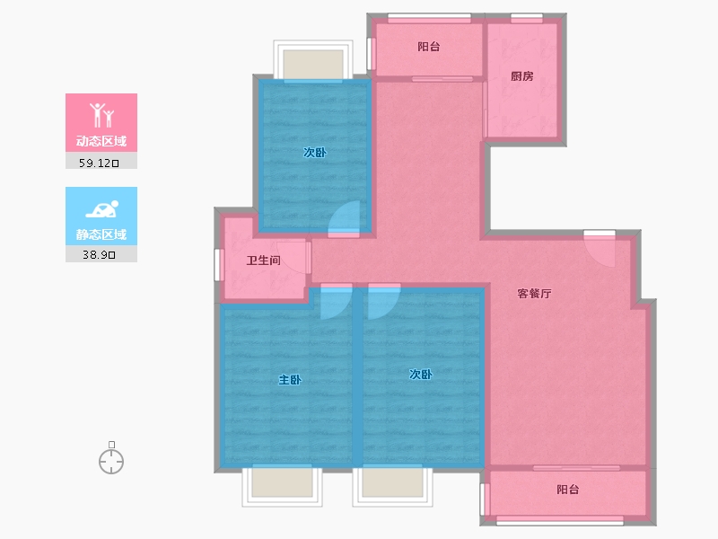 湖北省-武汉市-同安家园-87.00-户型库-动静分区