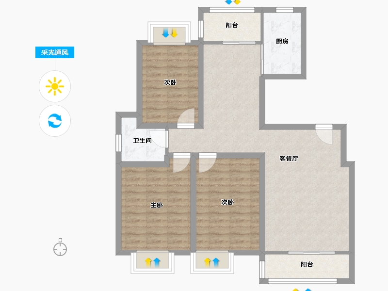 湖北省-武汉市-同安家园-87.00-户型库-采光通风