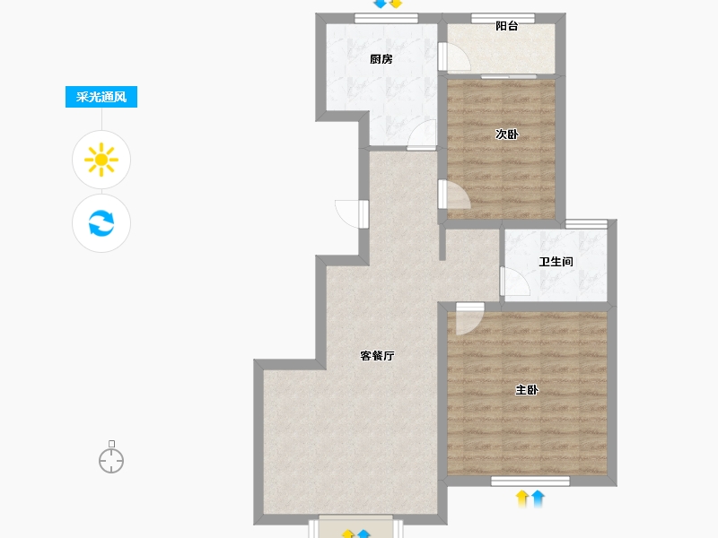 北京-北京市-阳光美湖天地-74.00-户型库-采光通风