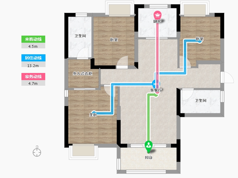 湖北省-武汉市-天汇龙城-88.81-户型库-动静线