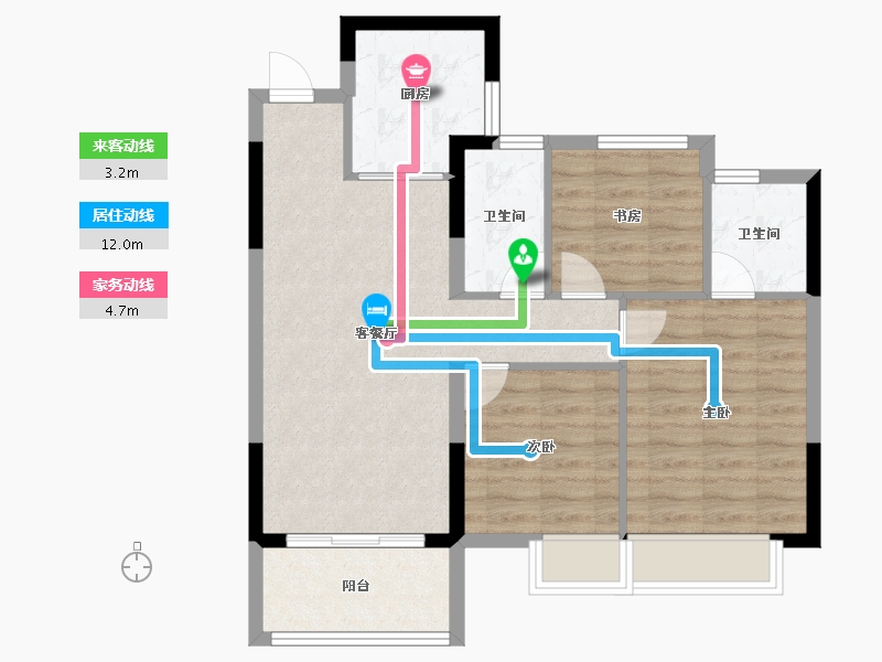 湖南省-株洲市-华润桃源里-73.24-户型库-动静线