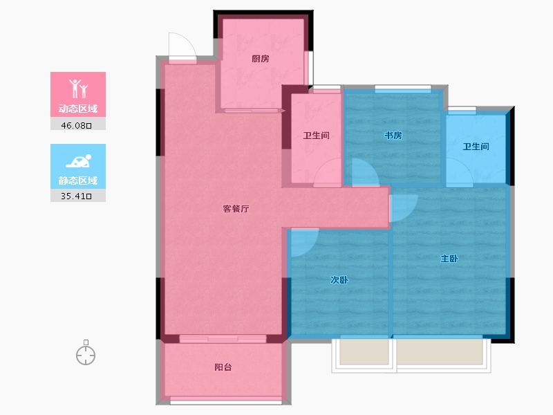 湖南省-株洲市-华润桃源里-73.24-户型库-动静分区