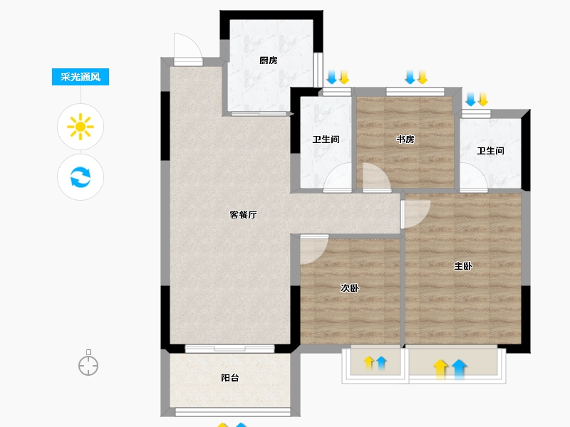 湖南省-株洲市-华润桃源里-73.24-户型库-采光通风