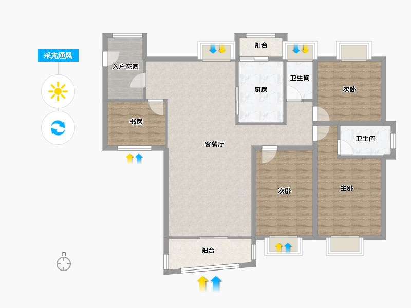 广东省-深圳市-鹏华香域花园-123.43-户型库-采光通风