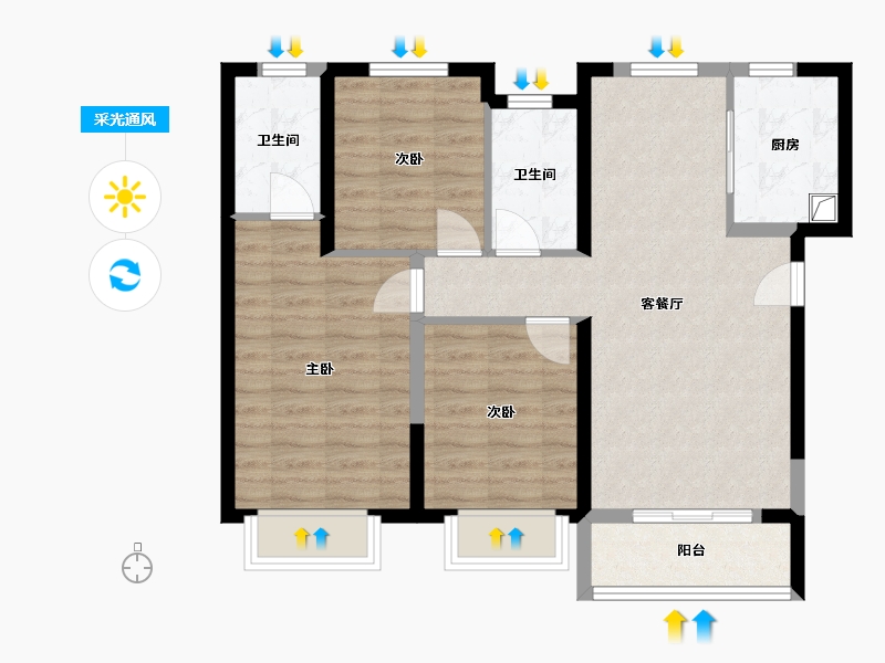 甘肃省-兰州市-保利大都汇-89.00-户型库-采光通风