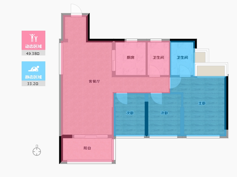 广东省-广州市-保利和悦滨江-66.97-户型库-动静分区