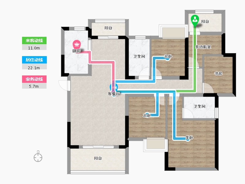 湖南省-株洲市-华润桃源里-105.34-户型库-动静线