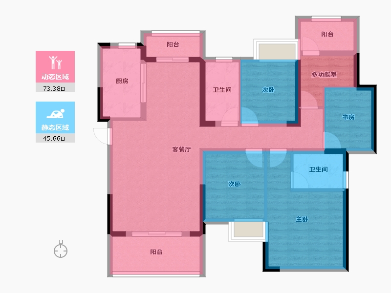 湖南省-株洲市-华润桃源里-105.34-户型库-动静分区