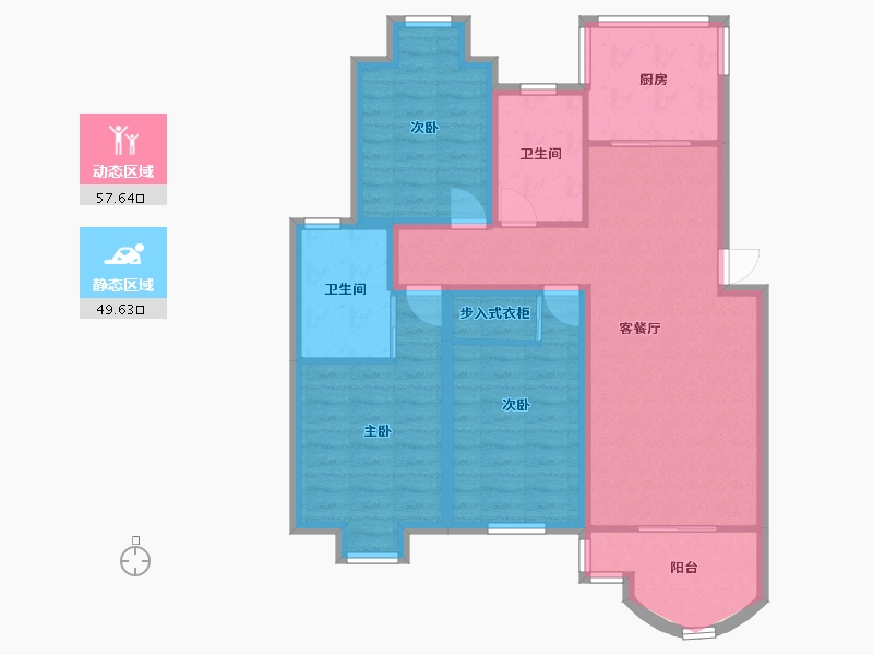 上海-上海市-黄兴绿圆-95.91-户型库-动静分区