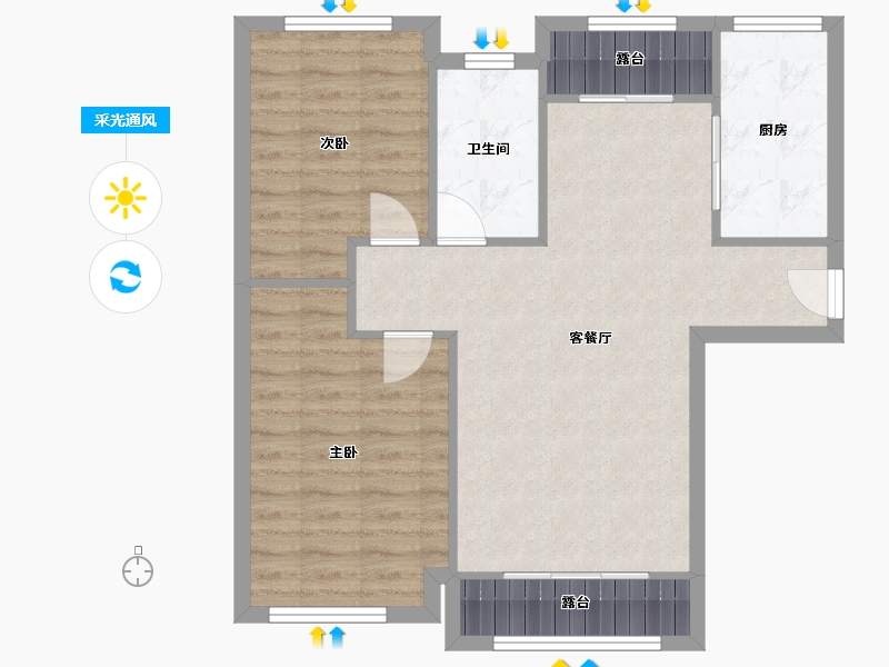 内蒙古自治区-呼和浩特市-绿地香树花城-80.00-户型库-采光通风