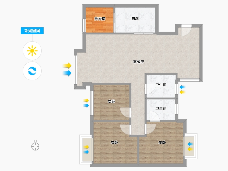 四川省-成都市-北辰美庐-85.60-户型库-采光通风