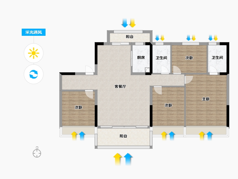 河南省-驻马店市-汝南碧桂园-122.00-户型库-采光通风