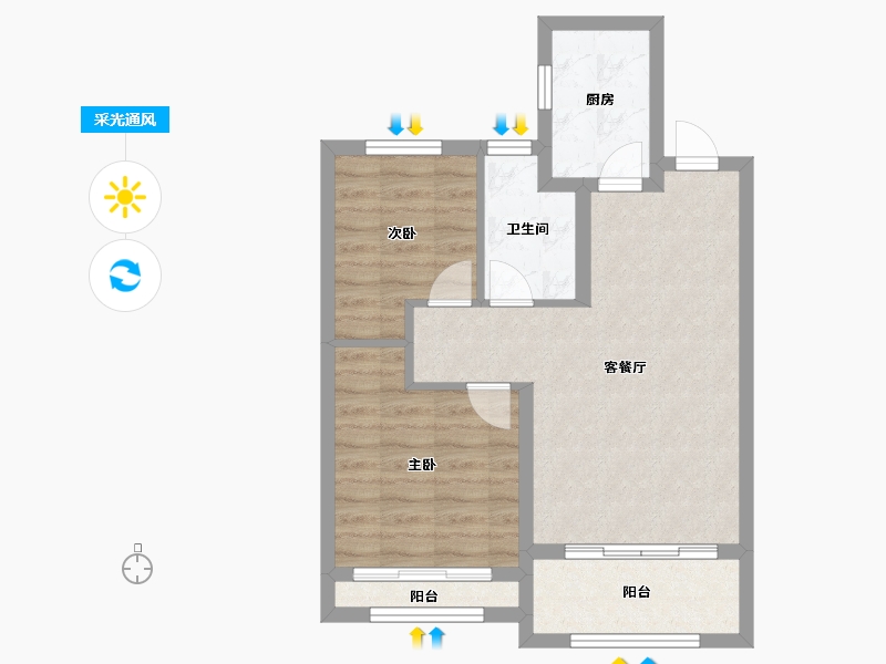 山东省-泰安市-开元盛世福园-58.75-户型库-采光通风