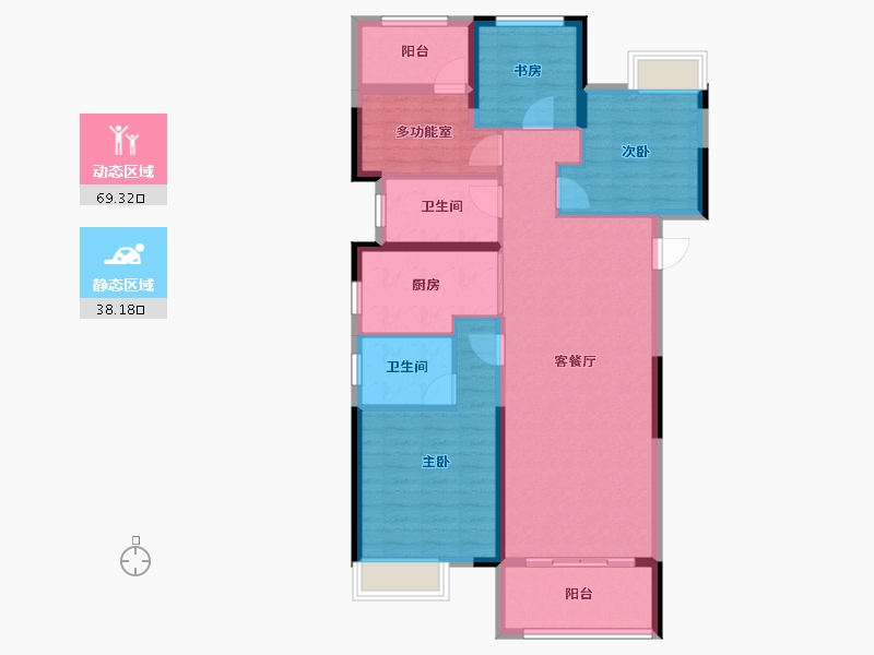 湖南省-株洲市-华润桃源里-96.38-户型库-动静分区