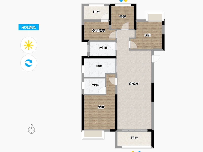 湖南省-株洲市-华润桃源里-96.38-户型库-采光通风