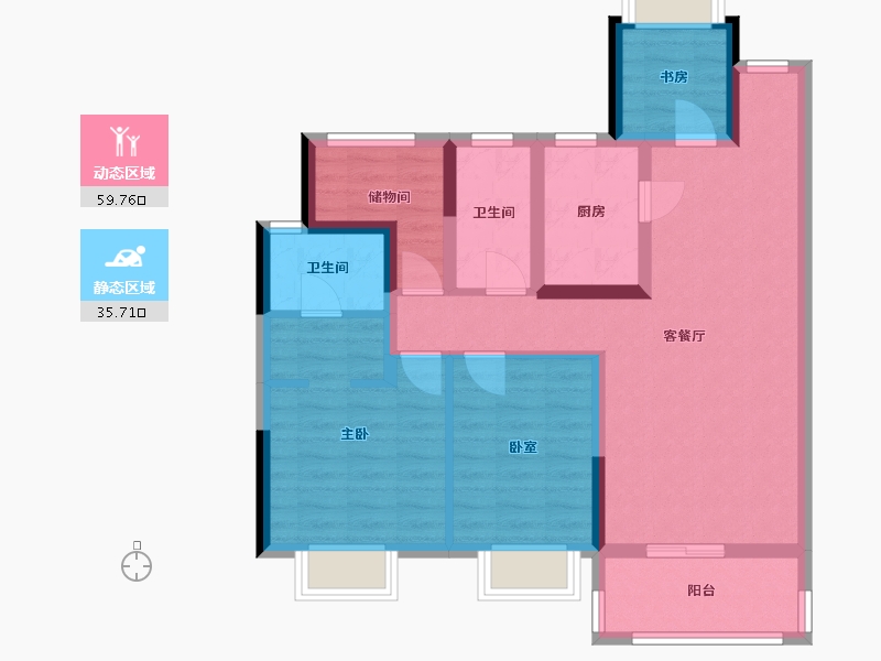 江苏省-苏州市-向东岛四期-128.00-户型库-动静分区