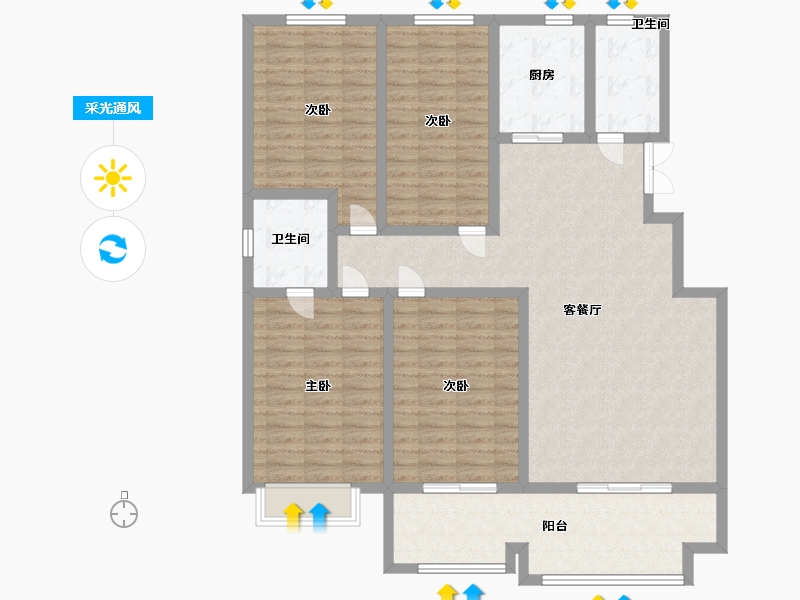 山东省-淄博市-舜和园-131.00-户型库-采光通风