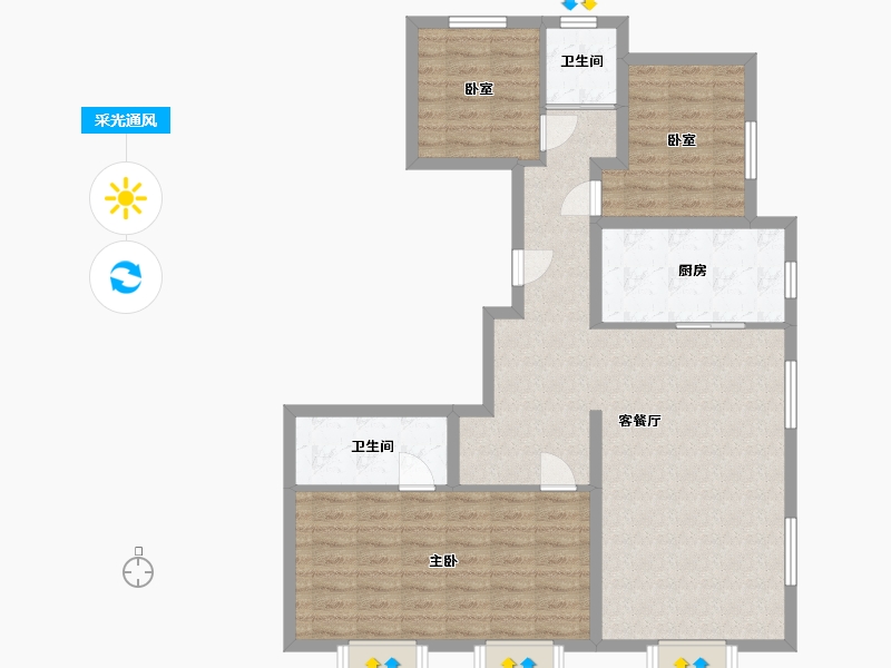 河北省-廊坊市-万科翡翠华章-112.13-户型库-采光通风