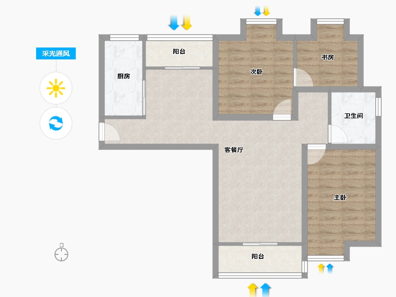 湖北省-武汉市-同安家园-79.85-户型库-采光通风