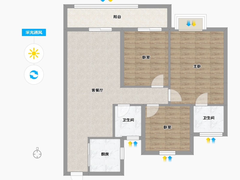 浙江省-温州市-锦悦府-84.80-户型库-采光通风