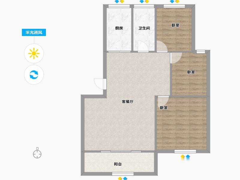 广东省-深圳市-荣超花园-80.58-户型库-采光通风