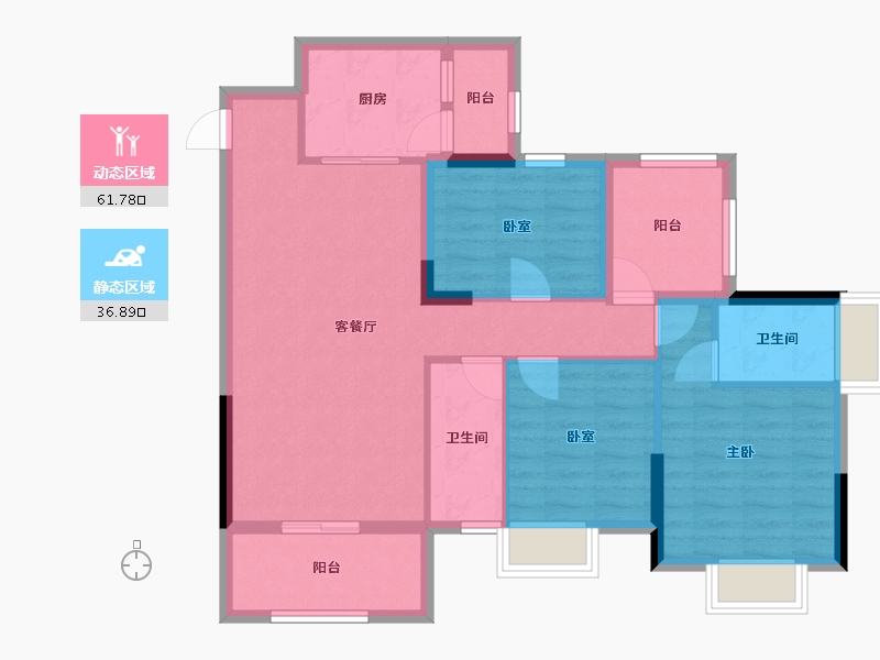 广东省-清远市-天荷壹号-90.40-户型库-动静分区