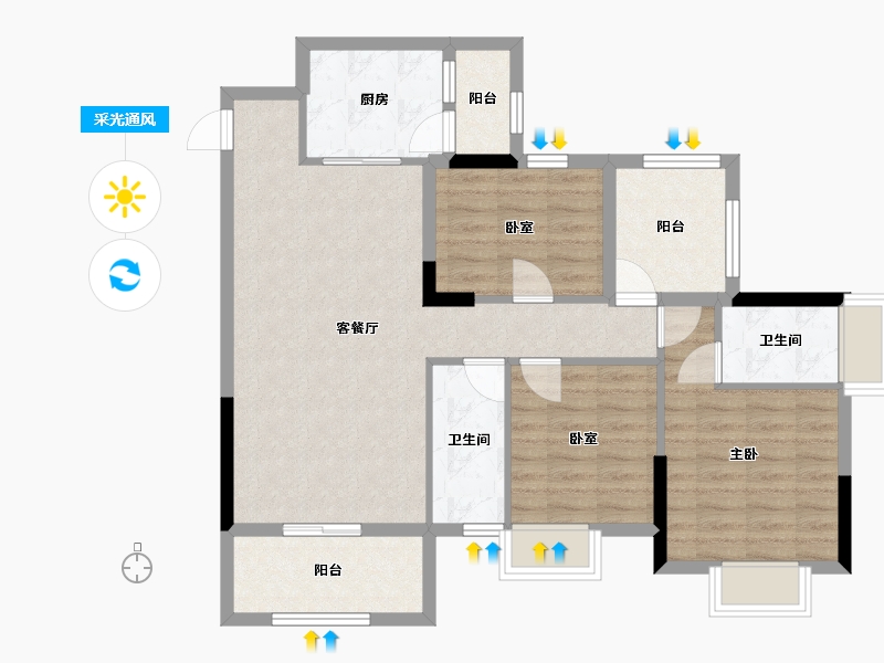 广东省-清远市-天荷壹号-90.40-户型库-采光通风