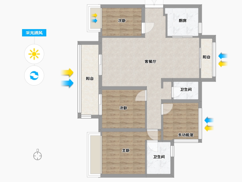 广东省-江门市-江门粤海拾桂府-88.54-户型库-采光通风