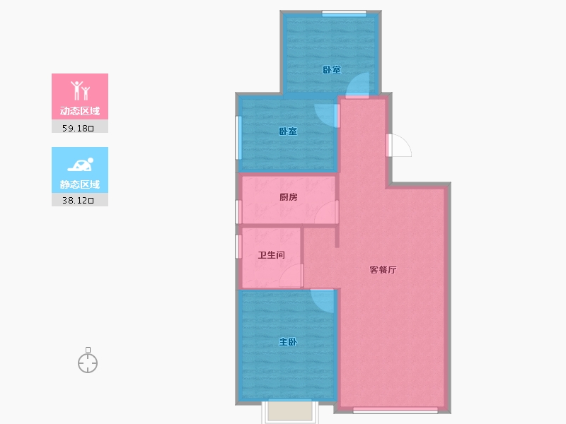 黑龙江省-哈尔滨市-融创城领域-88.00-户型库-动静分区