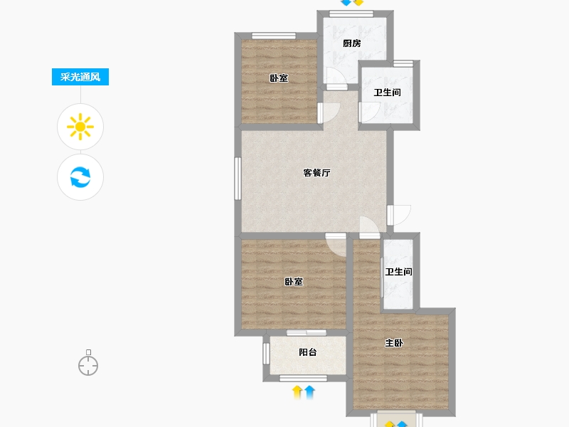 山东省-济南市-东海花园-81.38-户型库-采光通风