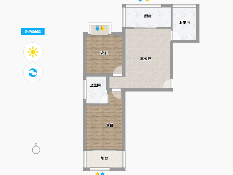 上海-上海市-东渡海派青城-65.25-户型库-采光通风