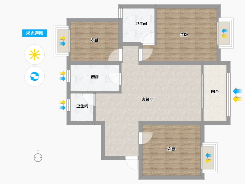 上海-上海市-楼下佳苑-81.32-户型库-采光通风