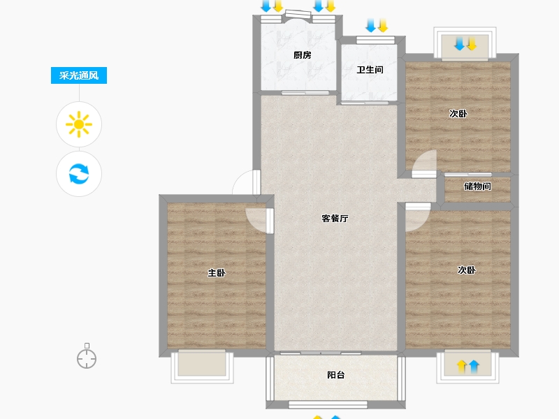 上海-上海市-松乐苑-91.29-户型库-采光通风