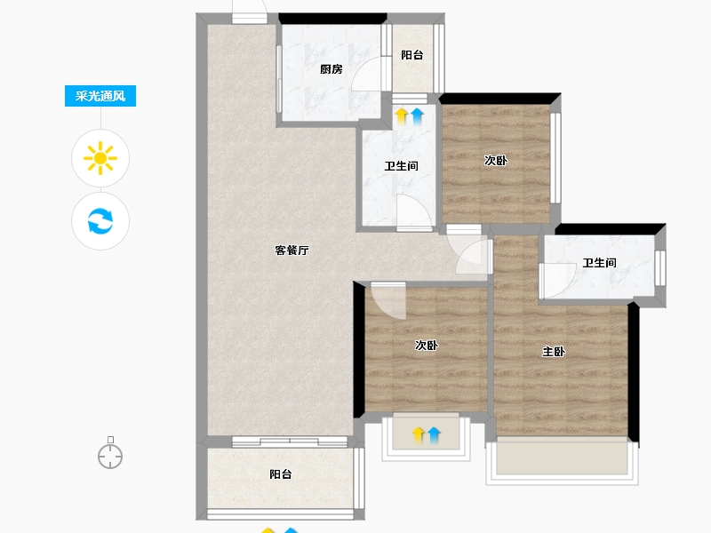 广东省-佛山市-龙光天宸-75.20-户型库-采光通风