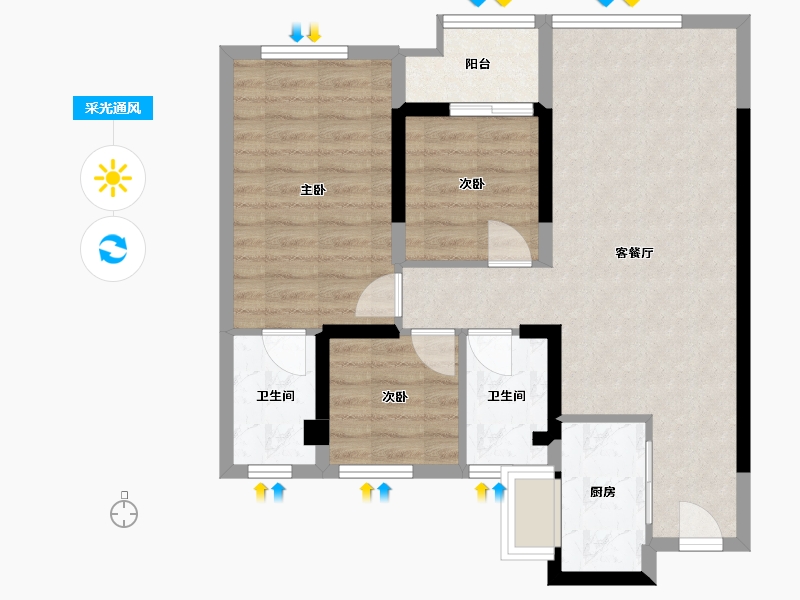 福建省-泉州市-美岭新榜园-71.20-户型库-采光通风