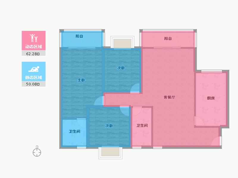 广东省-珠海市-钰海山庄-100.80-户型库-动静分区