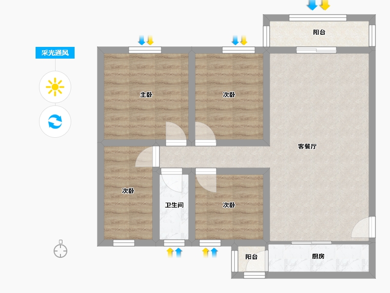 广东省-深圳市-碧海天家园-74.08-户型库-采光通风