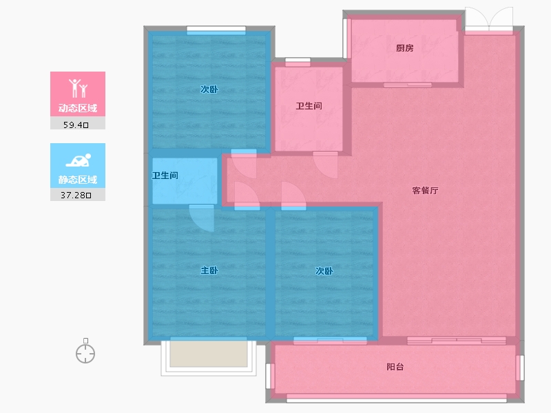 河北省-邢台市-宏宇紫云府-86.40-户型库-动静分区