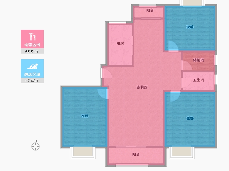 上海-上海市-华泾绿苑-102.61-户型库-动静分区