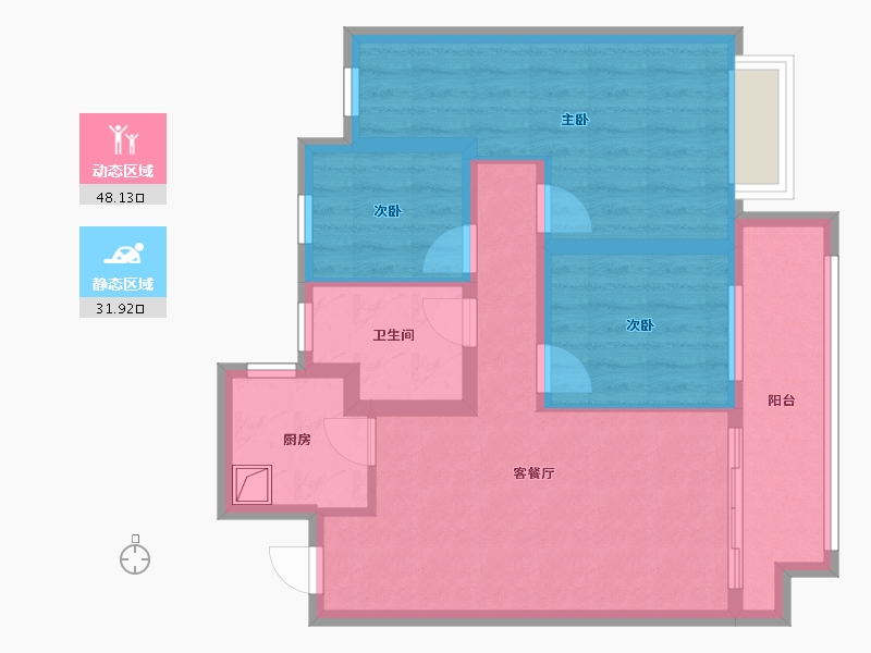 江苏省-苏州市-绿地境启澜庭-75.52-户型库-动静分区