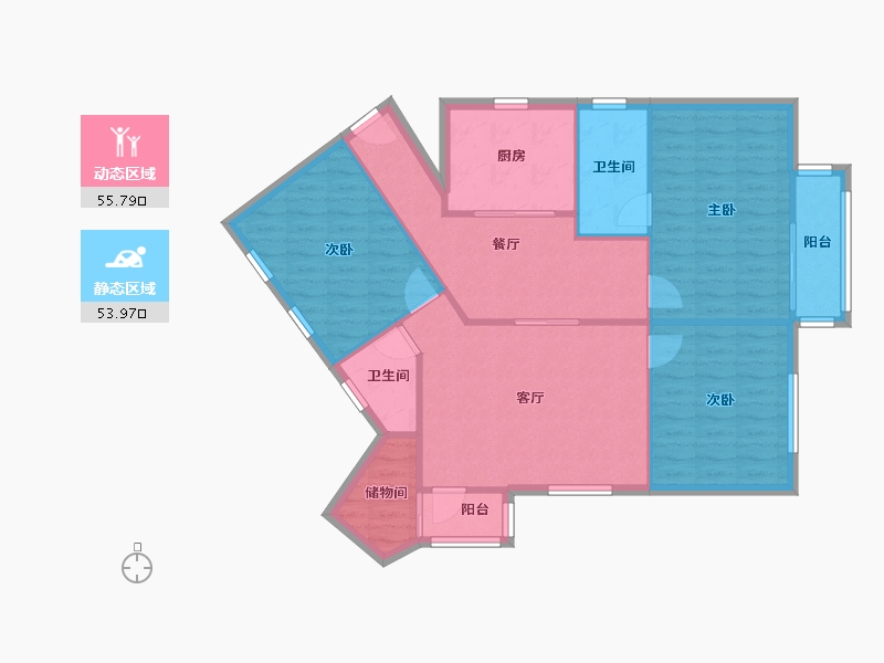 上海-上海市-锦鸿公寓-107.10-户型库-动静分区