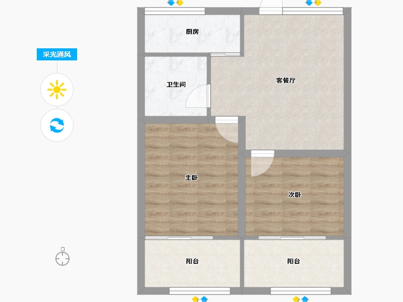 上海-上海市-浦三区-60.55-户型库-采光通风