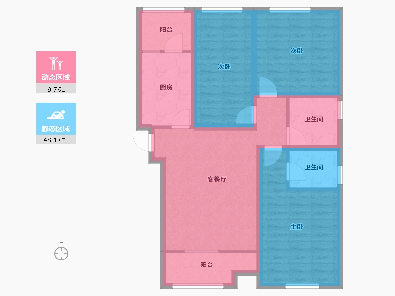 天津-天津市-海颂园-86.61-户型库-动静分区